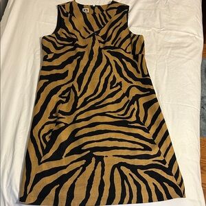 Anne Klein Black and Tan Zebra Print Dress